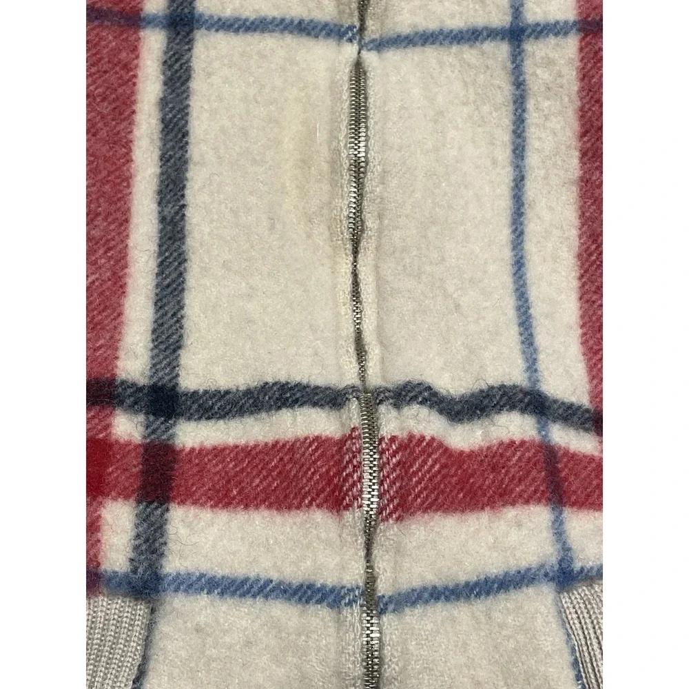 Vintage Bogner Reversible Puffer Jacket Plaid Wool Ivory Hooded Ski Bomber‎